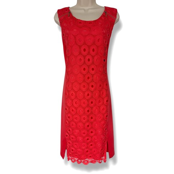 Rafaella Coral Lace Ponte Knit‎ Shift Dress Size 1X 16 Summer Vibrant Plus Size - Picture 1 of 7